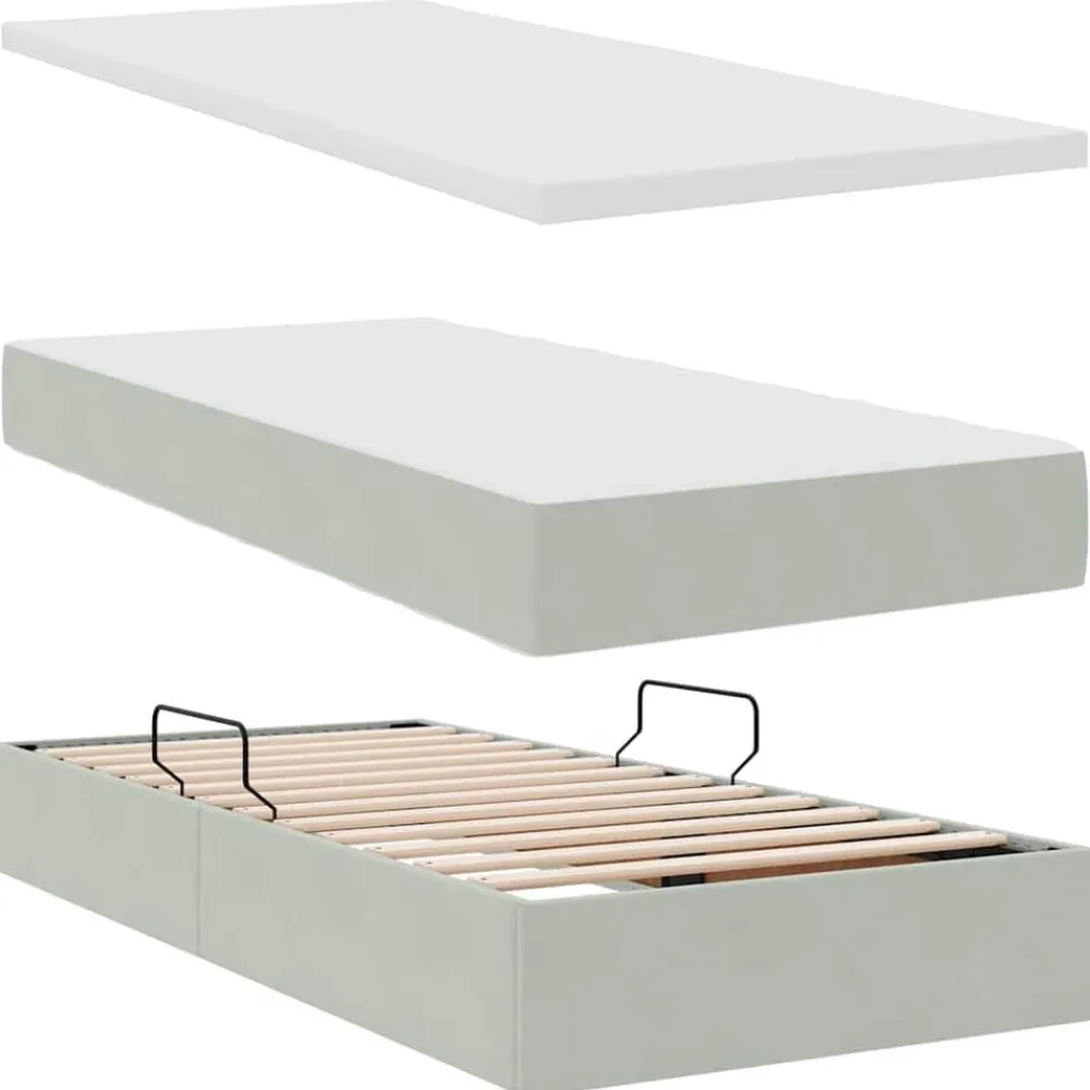 vidaXL Cama con tiras LED 180 x 200 cm Terciopelo Gris claro