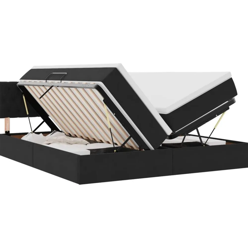vidaXL Conjuntos De Muebles-Cama con tiras LED con cabecera 180 x 200 cm Terciopelo