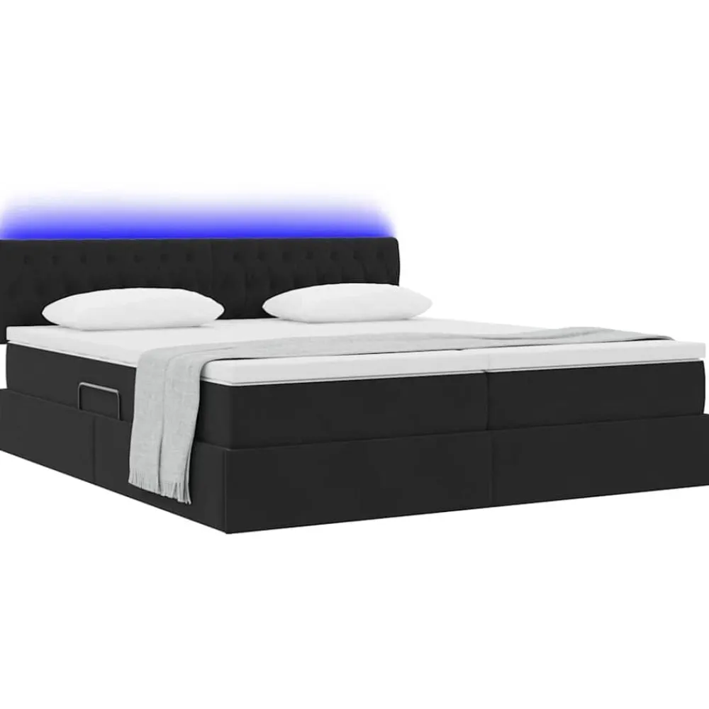vidaXL Conjuntos De Muebles-Cama con tiras LED con cabecera 180 x 200 cm Terciopelo