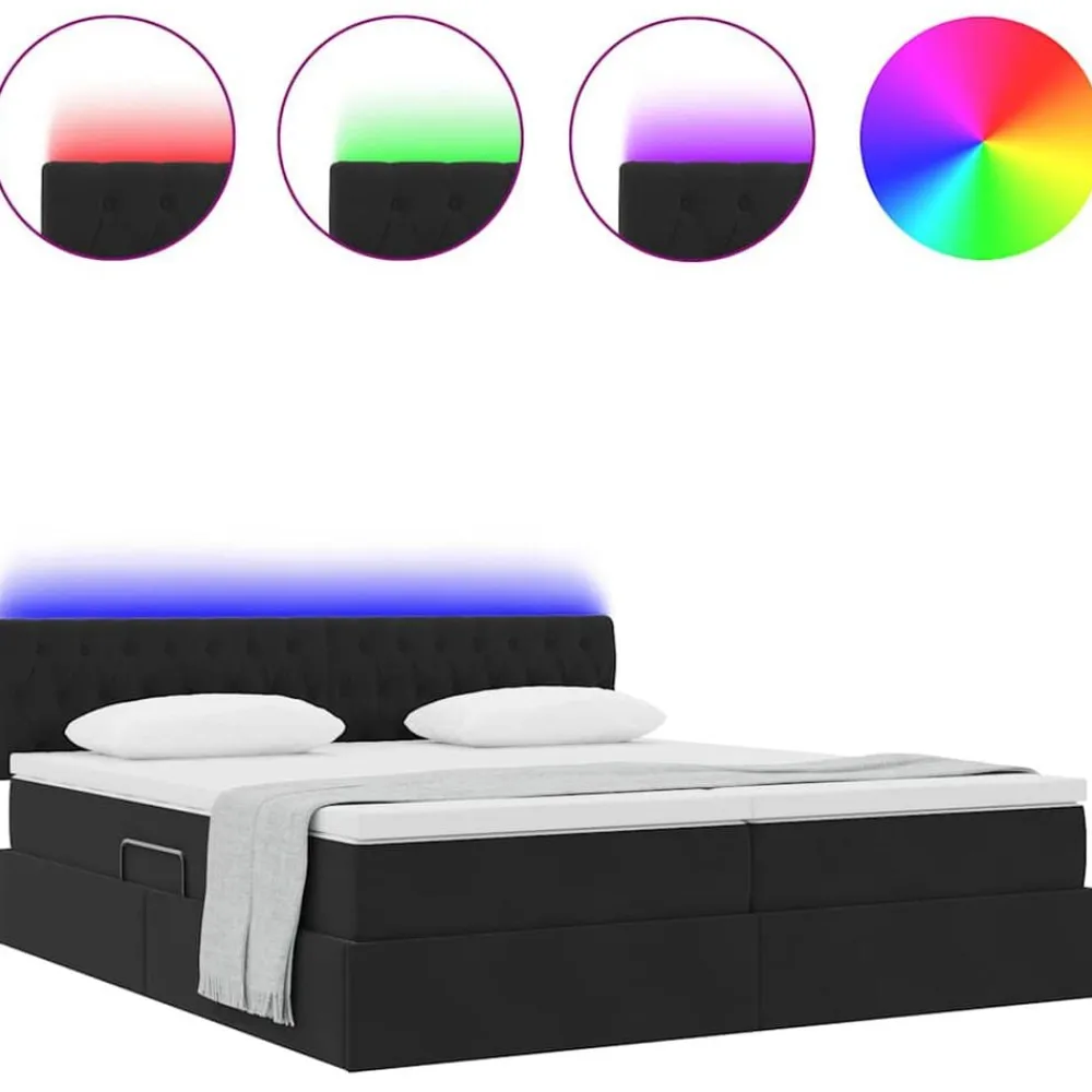 vidaXL Conjuntos De Muebles-Cama con tiras LED con cabecera 180 x 200 cm Terciopelo