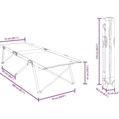 vidaXL Actividades Al Aire Libre-Cama de Camping Plegable 206 x 76 x 74 cm Oxford y acero