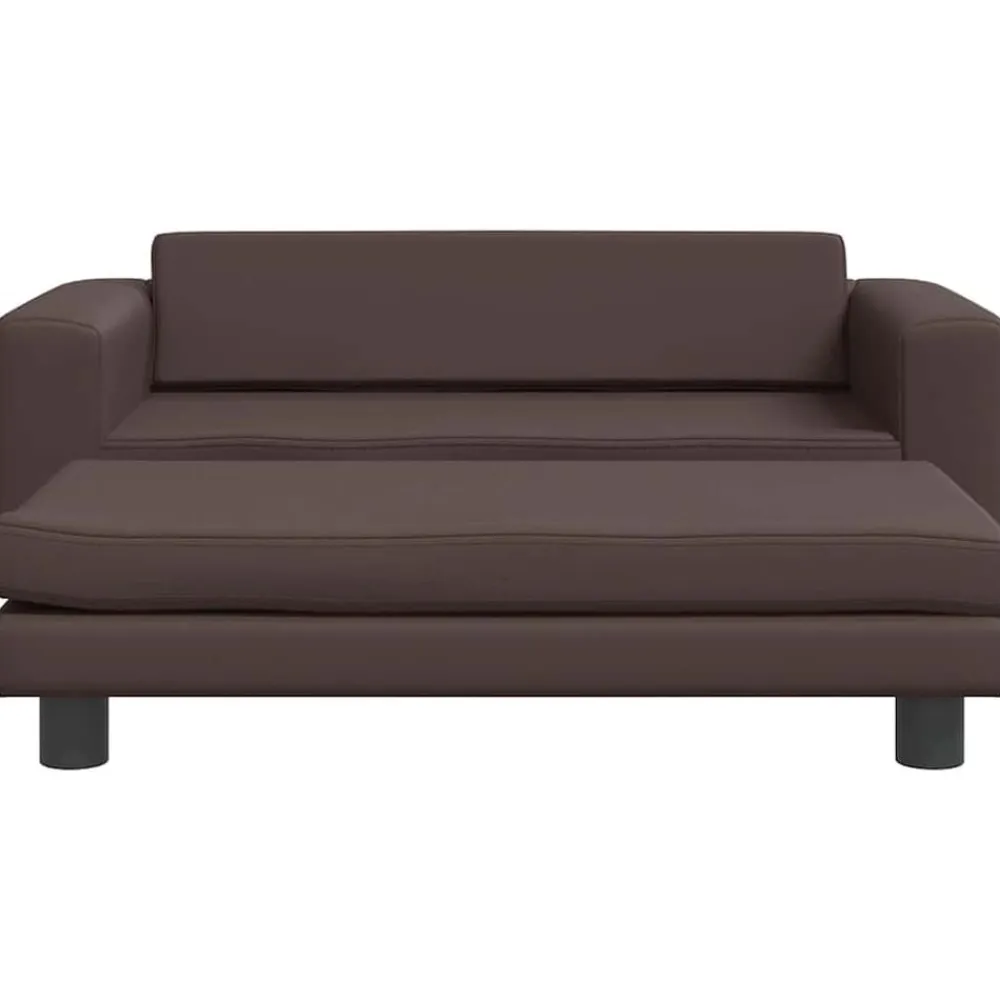 vidaXL Productos Para Mascotas-Cama de perros con extensión cuero sintético marrón 100x50x30cm