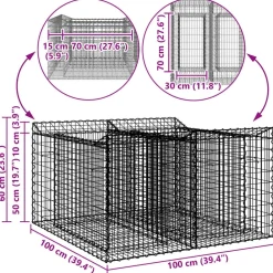 vidaXL Cama elevada de gavión Plateado 100 x 100 x 60 cm Discount