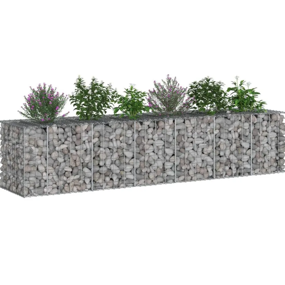 vidaXL Vallas De Jardín-Cama elevada de gavión 2 pcs Plateado 260 x 60 x 55 cm