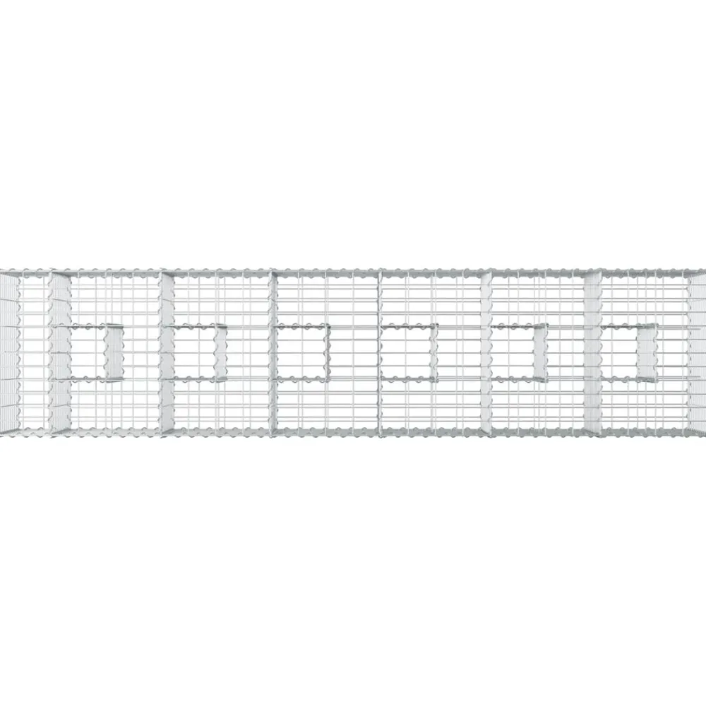 vidaXL Vallas De Jardín-Cama elevada de gavión 2 pcs Plateado 260 x 60 x 55 cm