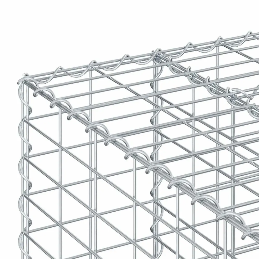 vidaXL Vallas De Jardín-Cama elevada de gavión 2 pcs Plateado 260 x 60 x 55 cm