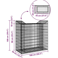 vidaXL Cama elevada de gavión Plateado 50 x 100 x 100 cm New