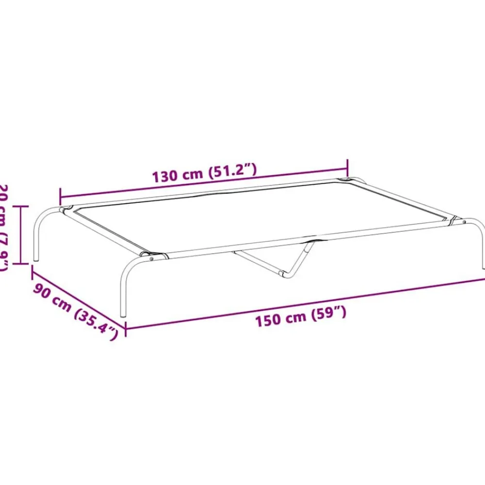 vidaXL Cama elevada para perros 150x90x20 cm textilene y acero Gris Best