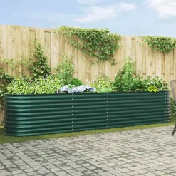vidaXL Cama elevada 400 x 80 x 81 cm Acero Verde