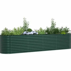 vidaXL Cama elevada 400 x 80 x 81 cm Acero Verde