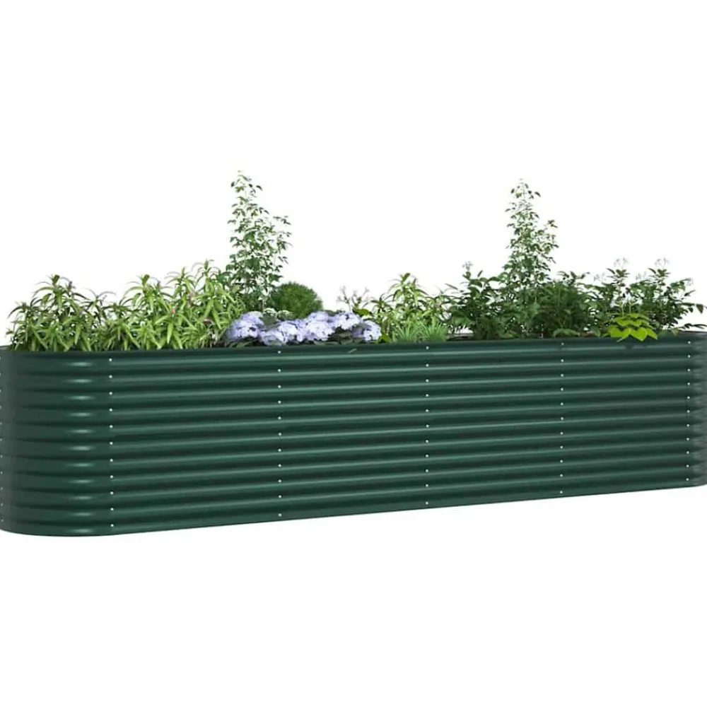 vidaXL Cama elevada 400 x 80 x 81 cm Acero Verde