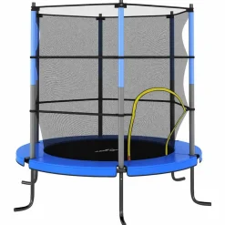 vidaXL Estructuras Para Juegos Al Aire Libre-Cama elástica con red de seguridad redonda 140x160 cm