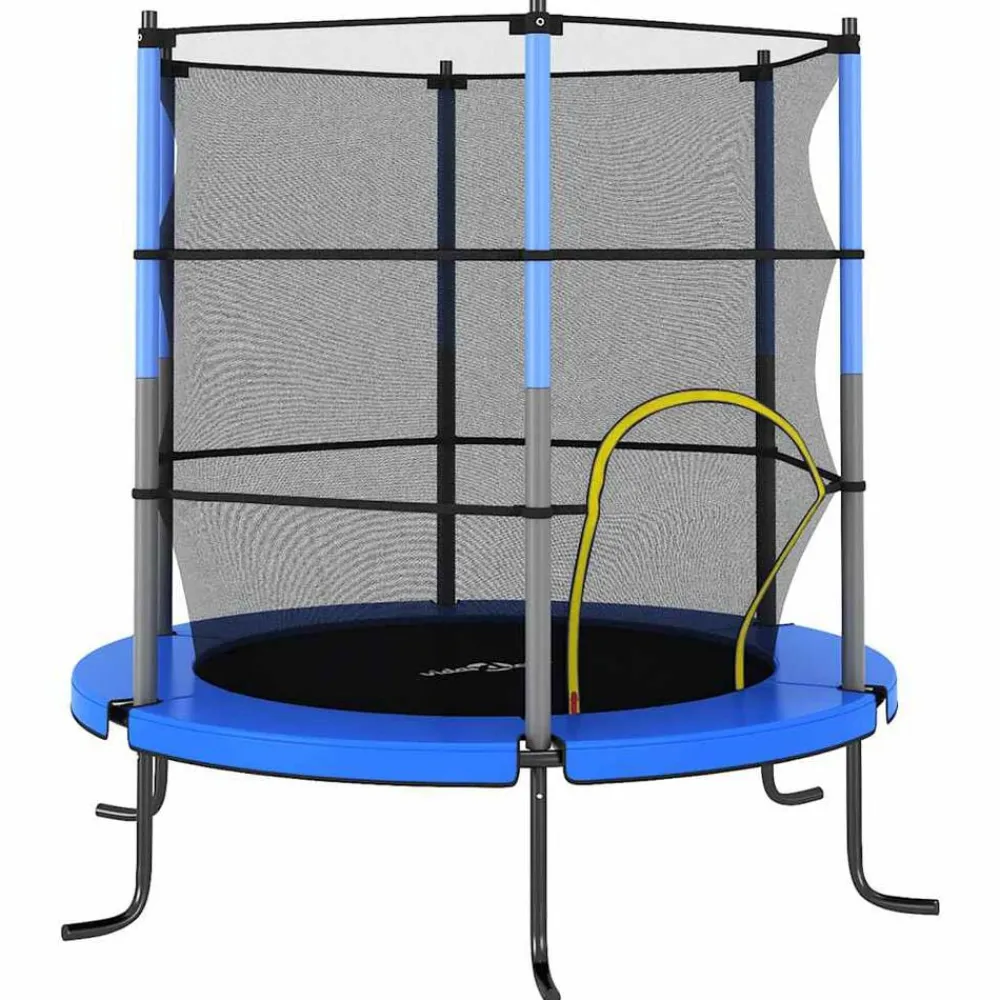 vidaXL Estructuras Para Juegos Al Aire Libre-Cama elástica con red de seguridad redonda 140x160 cm