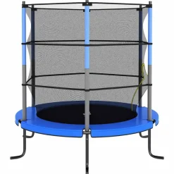 vidaXL Estructuras Para Juegos Al Aire Libre-Cama elástica con red de seguridad redonda 140x160 cm