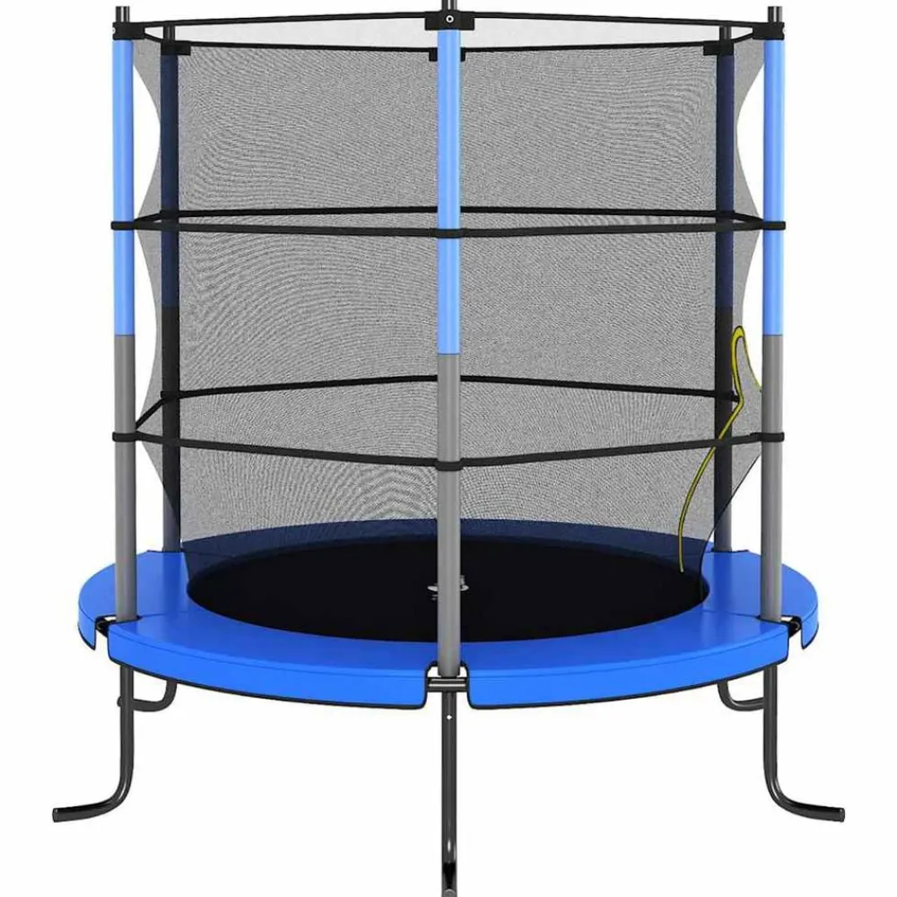 vidaXL Estructuras Para Juegos Al Aire Libre-Cama elástica con red de seguridad redonda 140x160 cm