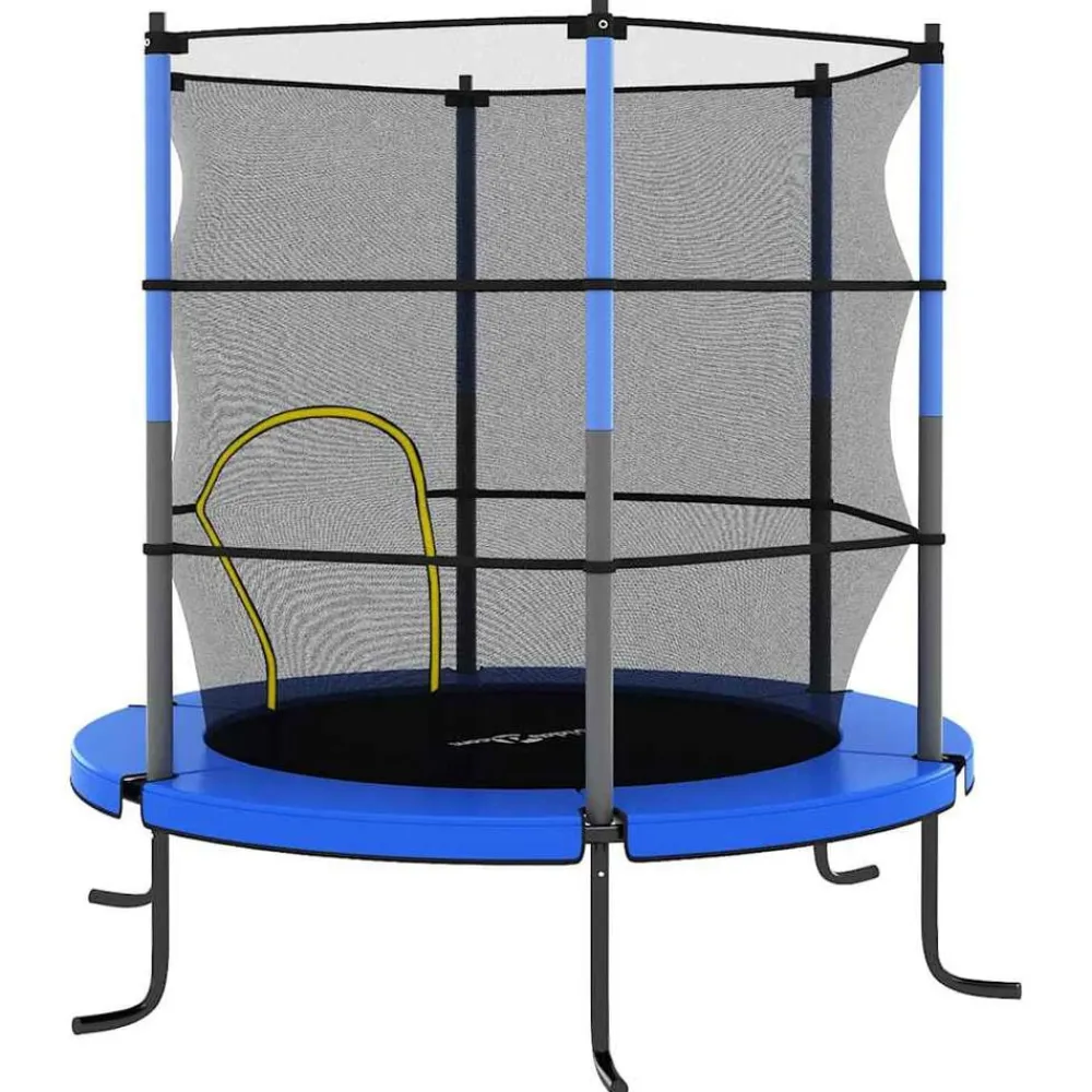 vidaXL Estructuras Para Juegos Al Aire Libre-Cama elástica con red de seguridad redonda 140x160 cm