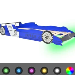 vidaXL Cama infantil con forma de coche carreras y LED 90x200 cm Azul