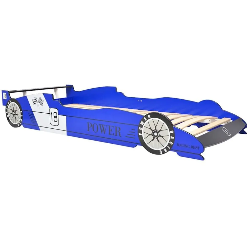 vidaXL Cama infantil con forma de coche carreras y LED 90x200 cm Azul