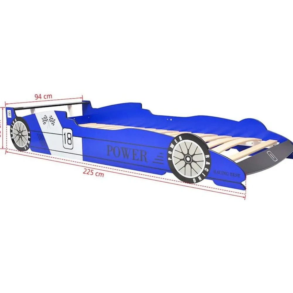 vidaXL Cama infantil con forma de coche carreras y LED 90x200 cm Azul