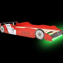 vidaXL Cama infantil con forma de coche carreras y LED 90x200 cm roja Rojo Sale