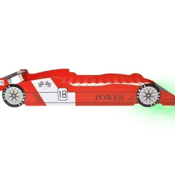 vidaXL Cama infantil con forma de coche carreras y LED 90x200 cm roja Rojo Sale