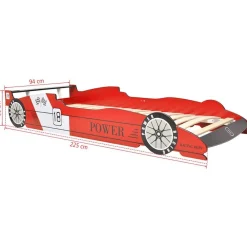 vidaXL Cama infantil con forma de coche carreras y LED 90x200 cm roja Rojo Sale