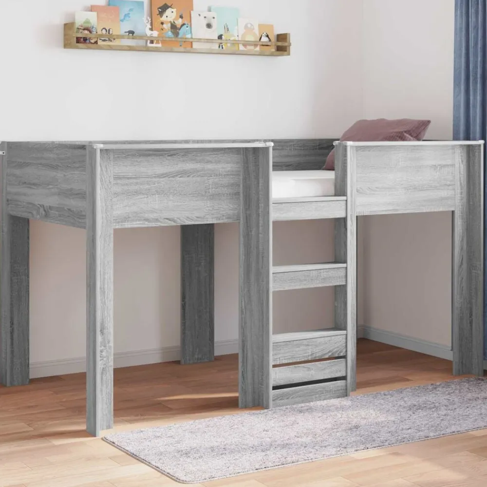 vidaXL Cama Litera para Niños con colchón 100 x 200 cm Gris sonoma Online