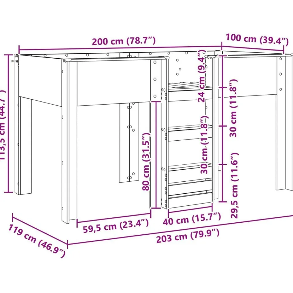 vidaXL Cama Litera para Niños con colchón 100 x 200 cm Gris sonoma Online