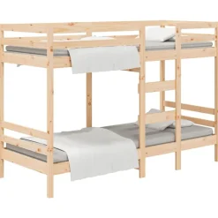 vidaXL Cama litera sin colchón madera maciza de pino 90x200 cm Natural Discount