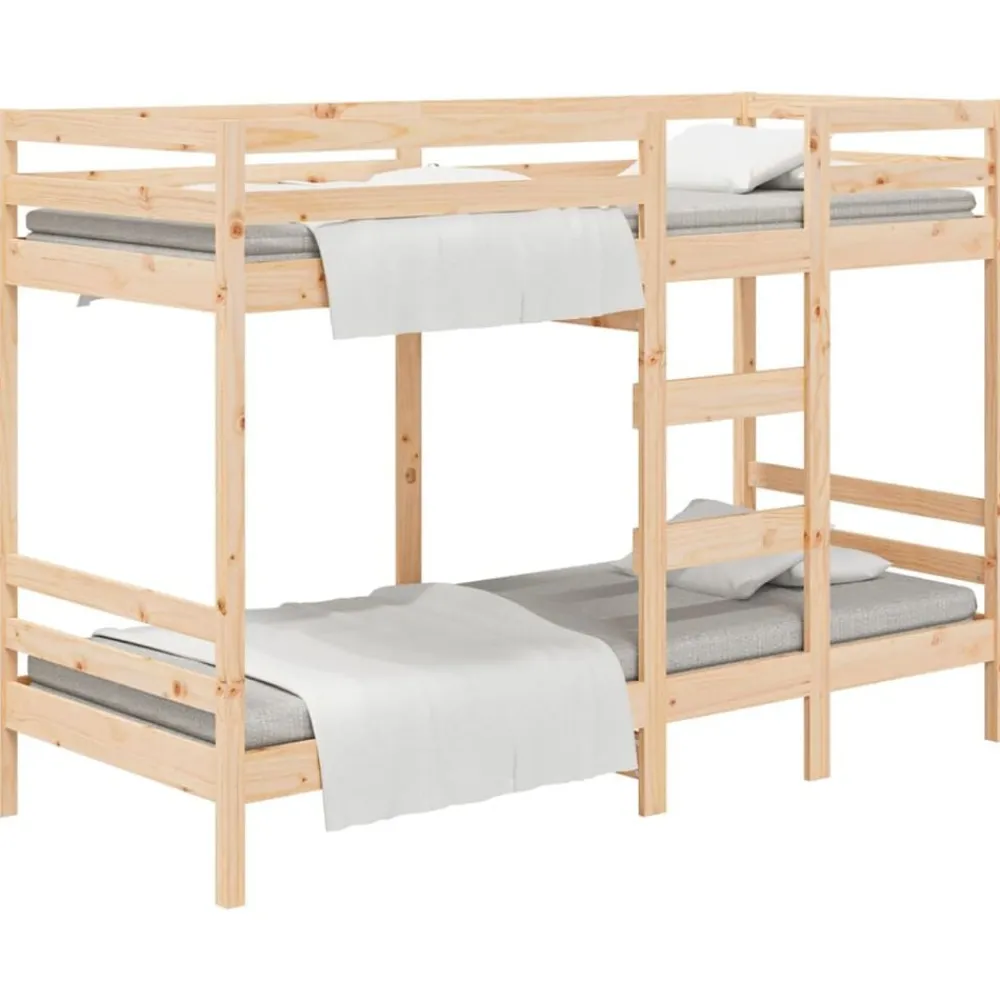 vidaXL Cama litera sin colchón madera maciza de pino 90x200 cm Natural Discount