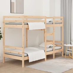 vidaXL Cama litera sin colchón madera maciza de pino 90x200 cm Natural Discount