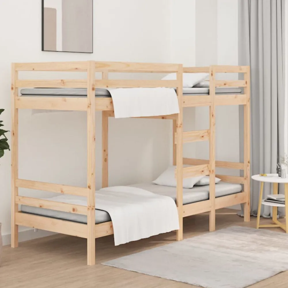 vidaXL Cama litera sin colchón madera maciza de pino 90x200 cm Natural Discount