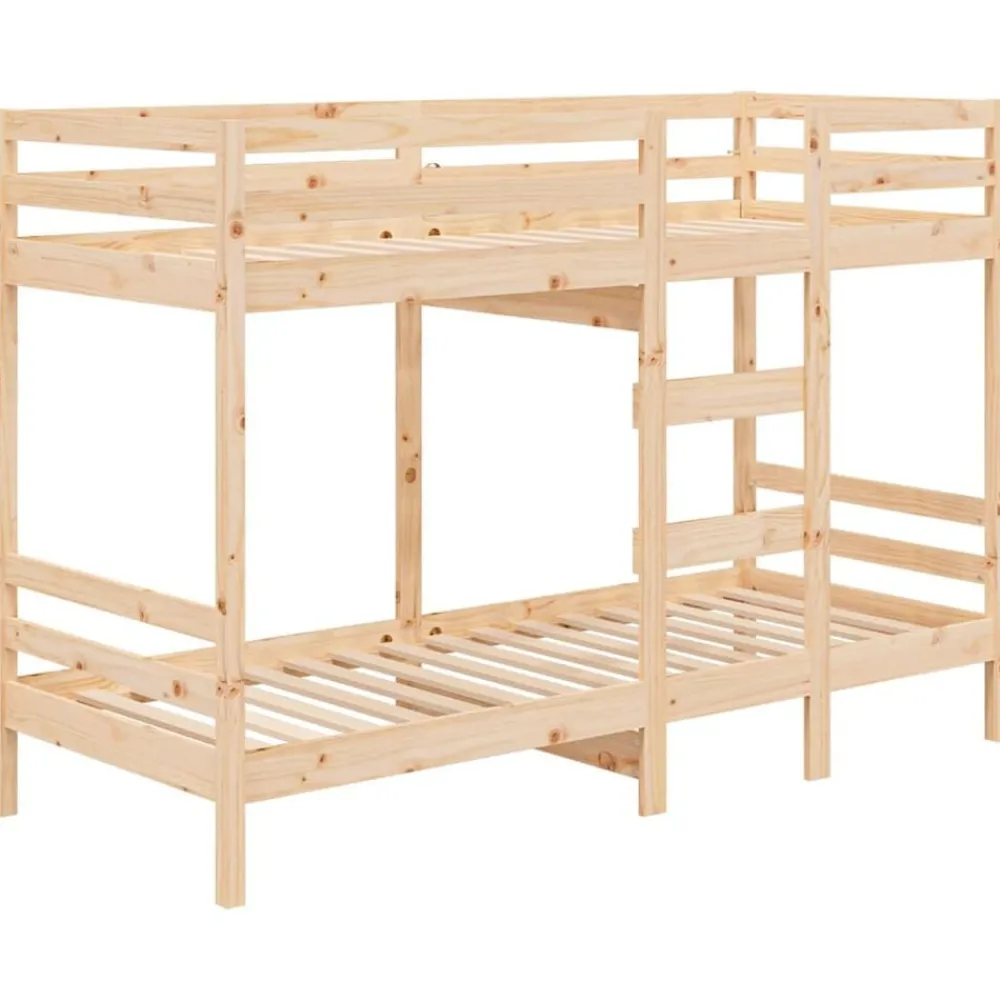 vidaXL Cama litera sin colchón madera maciza de pino 90x200 cm Natural Discount