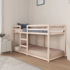 vidaXL Cama litera sin colchón madera maciza de pino 90x200 cm Natural Hot