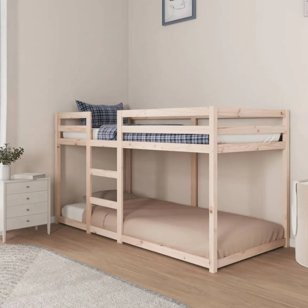 vidaXL Cama litera sin colchón madera maciza de pino 90x200 cm Natural Hot