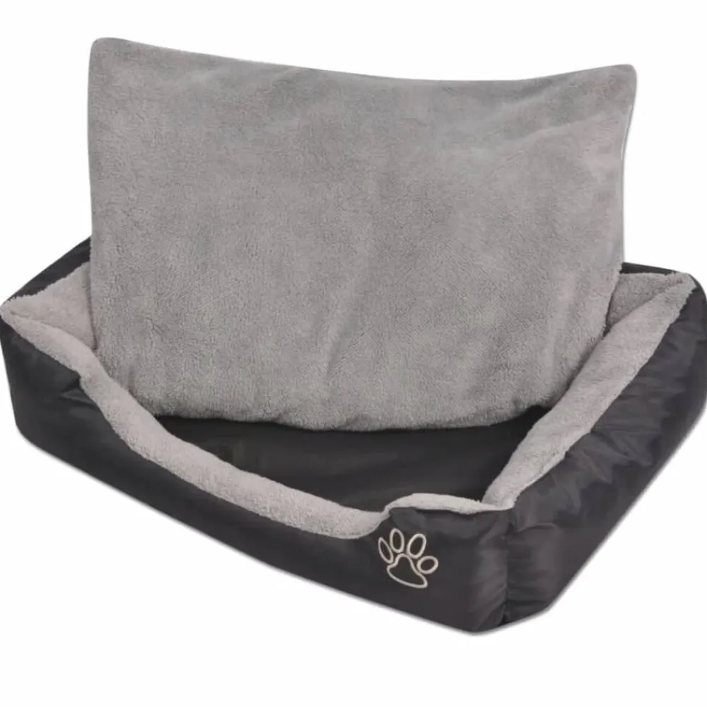 vidaXL Cama para perro con cojín acolchado talla S negra Negro Sale
