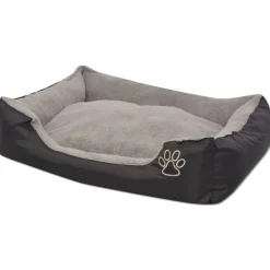 vidaXL Cama para perro con cojín acolchado talla S negra Negro Sale