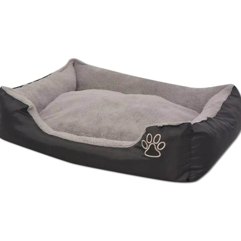 vidaXL Cama para perro con cojín acolchado talla S negra Negro Sale