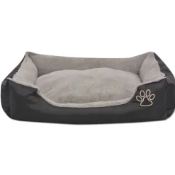vidaXL Cama para perro con cojín acolchado talla S negra Negro Sale