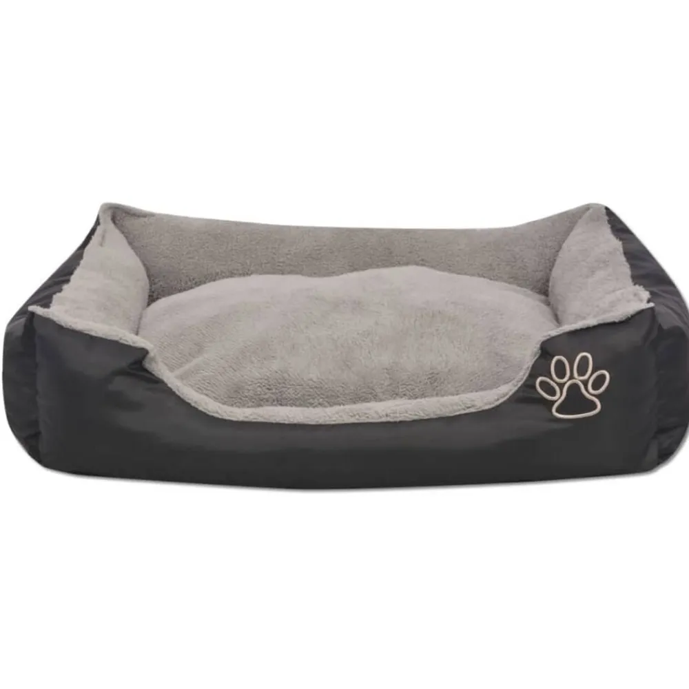 vidaXL Cama para perro con cojín acolchado talla S negra Negro Sale