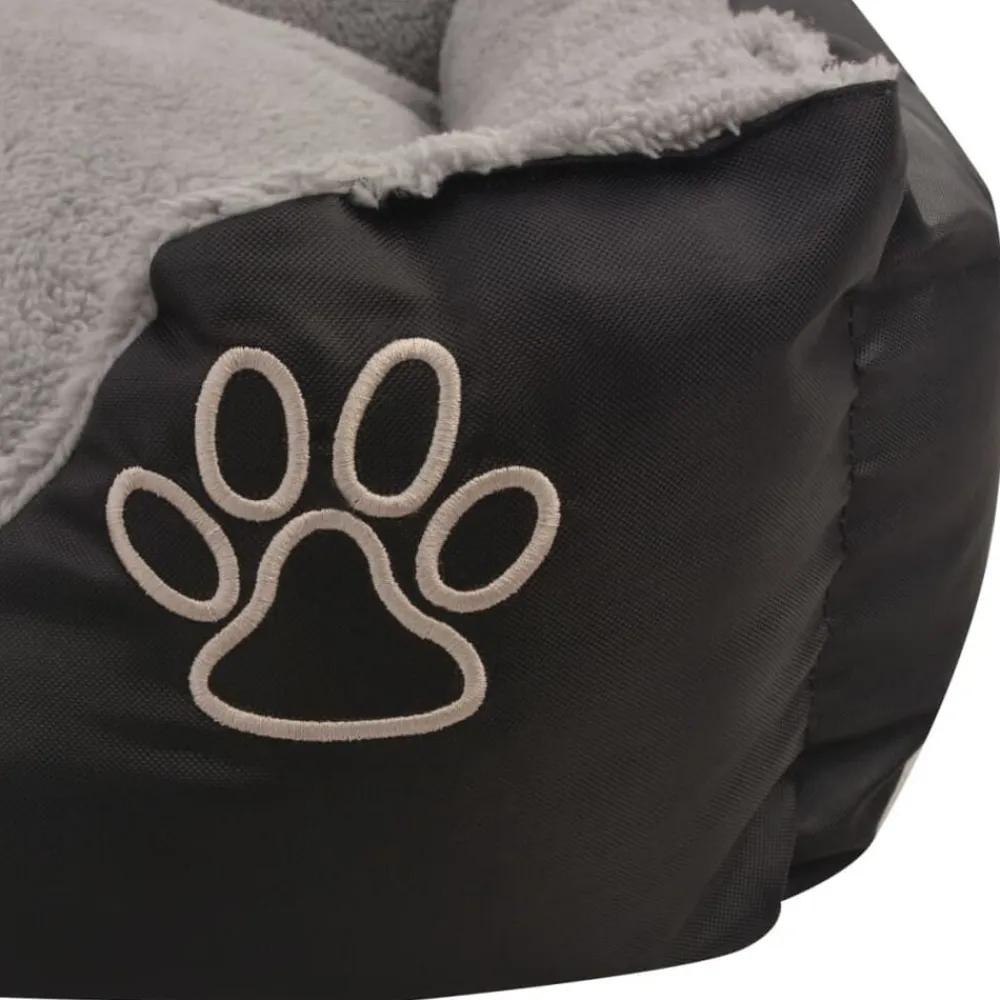 vidaXL Cama para perro con cojín acolchado talla S negra Negro Sale