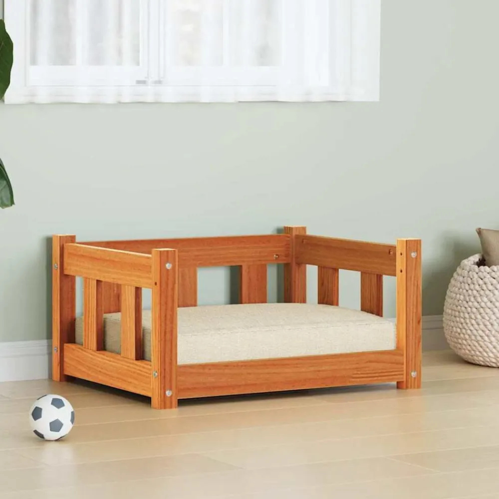 vidaXL Cama para perro con almacenamiento Marrón cera 55 x 45 x 28 cm Marrón cera Clearance