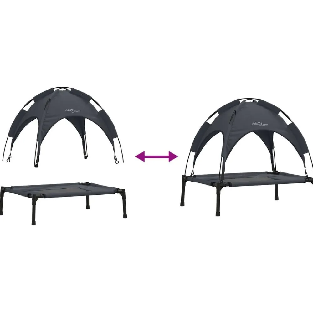 vidaXL Cama para perro Manual 62 x 48 x 61 cm Acero Negro Discount