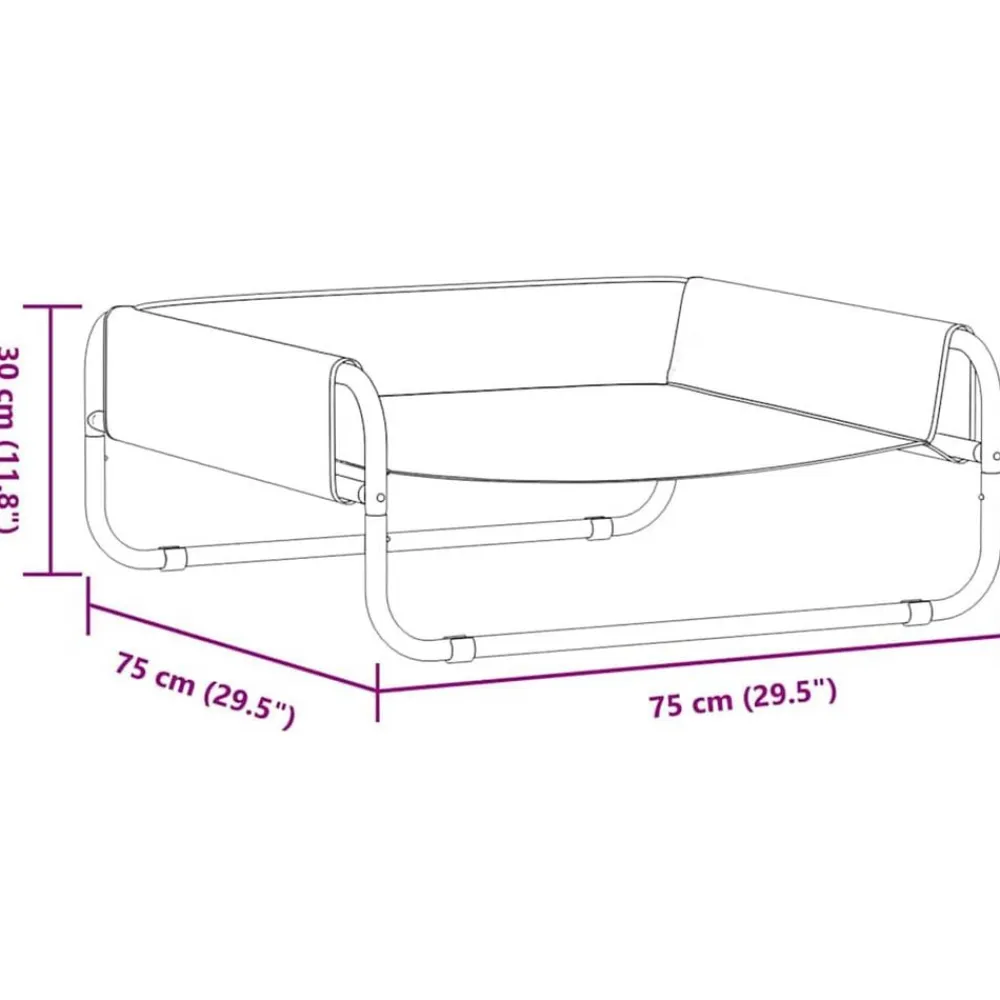 vidaXL Cama para perro Manual 75 x 75 x 30 cm Acero Negro Hot