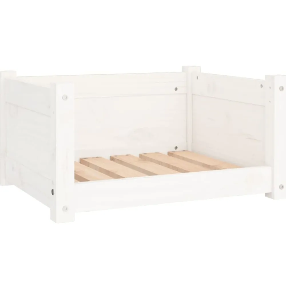 vidaXL Productos Para Mascotas-Cama para perros blanca 55,5x45,5x28 cm madera maciza de pino