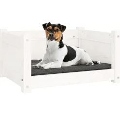 vidaXL Productos Para Mascotas-Cama para perros blanca 55,5x45,5x28 cm madera maciza de pino
