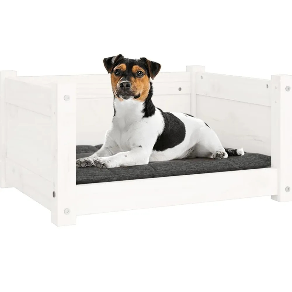 vidaXL Productos Para Mascotas-Cama para perros blanca 55,5x45,5x28 cm madera maciza de pino