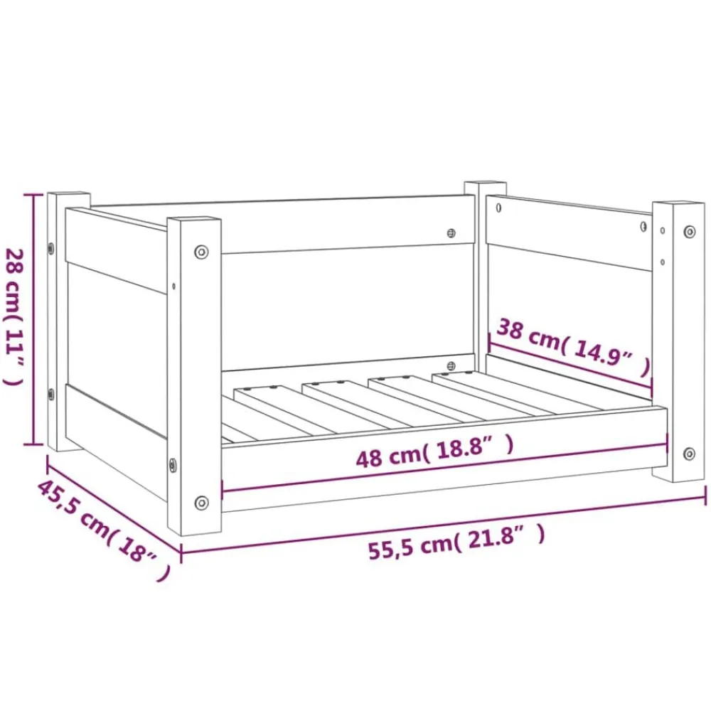 vidaXL Productos Para Mascotas-Cama para perros blanca 55,5x45,5x28 cm madera maciza de pino
