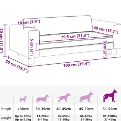 vidaXL Productos Para Mascotas-Cama para perros con extensión terciopelo 100x50x30 cm