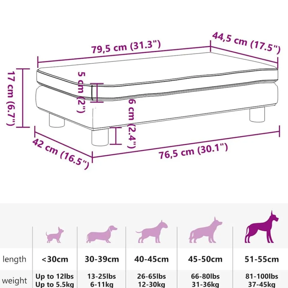 vidaXL Cama para perros con extensión terciopelo 100x50x30 cm Rosa Best